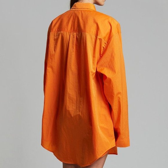 Like New The Frankie Shop Soma Oversized Shirt Jacket in Tangerine (One Size) - Picture 4 of 8